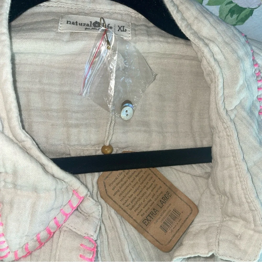 NATURAL LIFE Cream Dress with Pink Trim - Picture 8 of 9